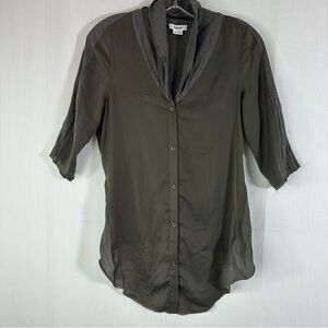 Helmut Lang 🦊 Deep Green Button up Top Sz S